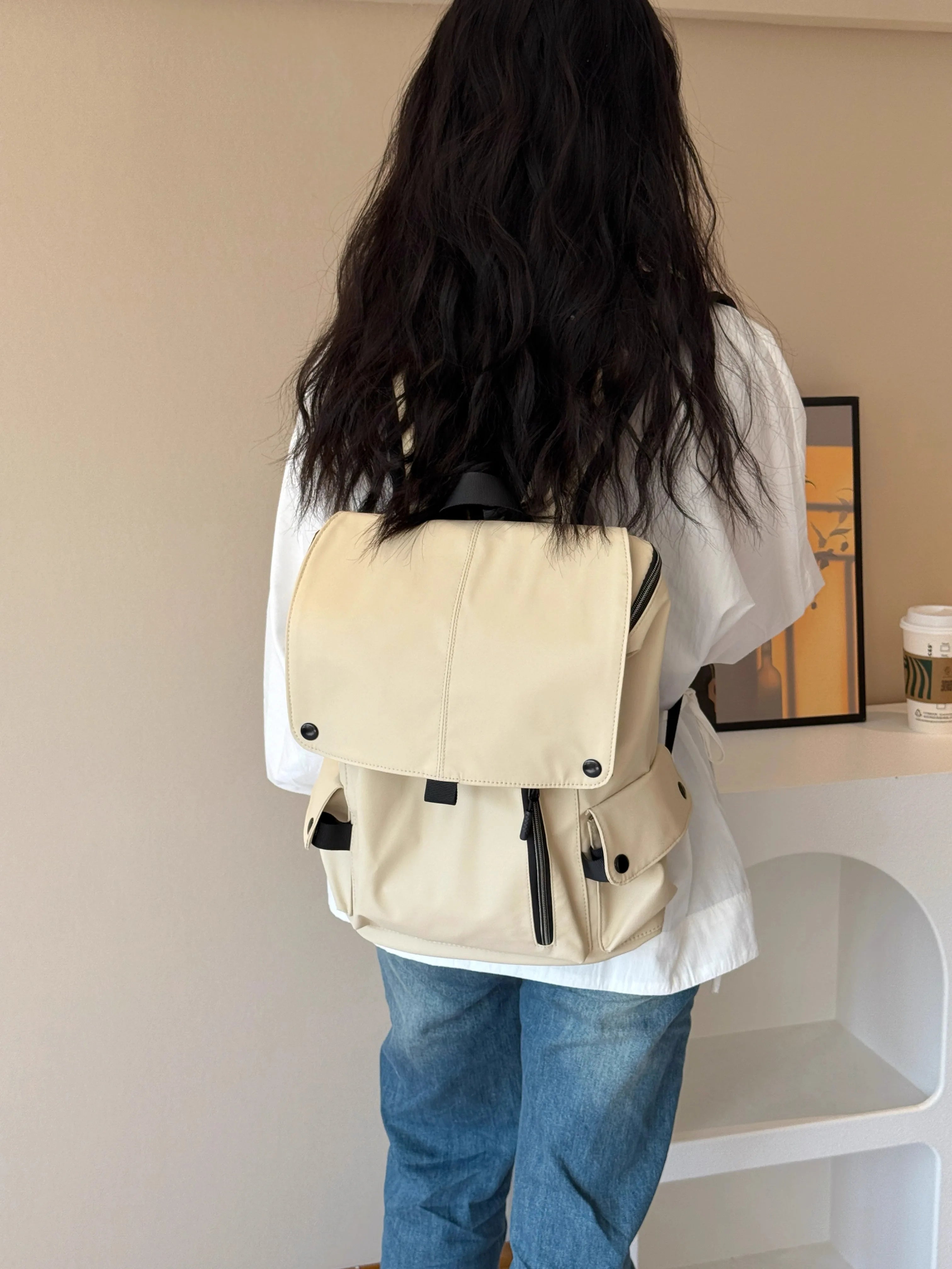 Cyflymder  Korean Y2k Aesthetic Simple Backpack Casual All Match Fashion Schoolbags Vintage Preppy Trendy Chic Backpacks for Women Students
