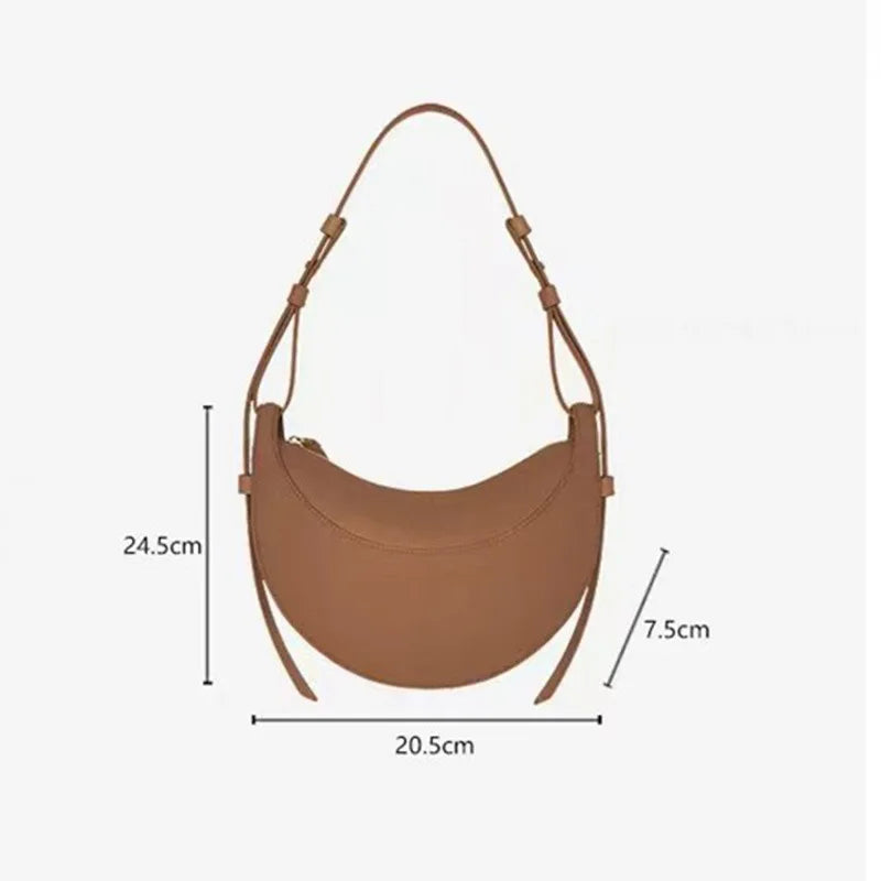 Cyflymder  Women's Bags Luxury Brand Leather Shoulder Bag with Retro Half Month Fashion Design Crossbody Small Bag Women's Accessories