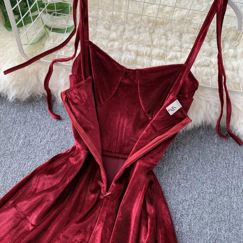 Cyflymder NEW YEAR DRESS TO IMPRESS Chic Fashion Sexy Straps Mini Dress Women High Waist Y2K Christmas Red Party Dress Korean Streetwear Autumn Vestidos