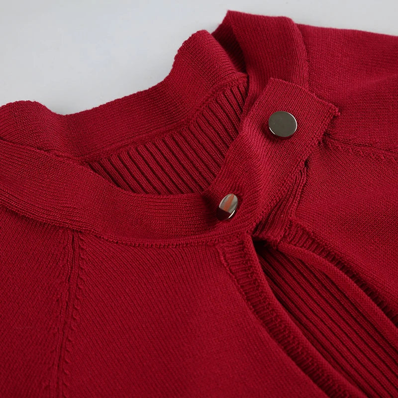 Cyflymder  Retro Button-up Hollow Out Knitwear Shirts Women Casual Skinny Basic Long Sleeve Cropped Tops Streetwear Tee Shirt Lady