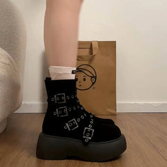 Cyflymder  Autumn Winter Platform Thick Bottom Women Ankle Boots Fashion Female Height Increase Short Booties