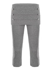 Cyflymder  Y2K Popular Grey Fit Skirt Over Flare Pants Women Button Layered Wrap Waist Capri Leggings Harajuku Vintage High Street Bottoms