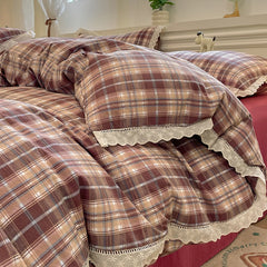 Cyflymder  INS Korean Style2025 New Yungan Cotton Wrinkled Double-layer Yarn Lace Bedding Sets