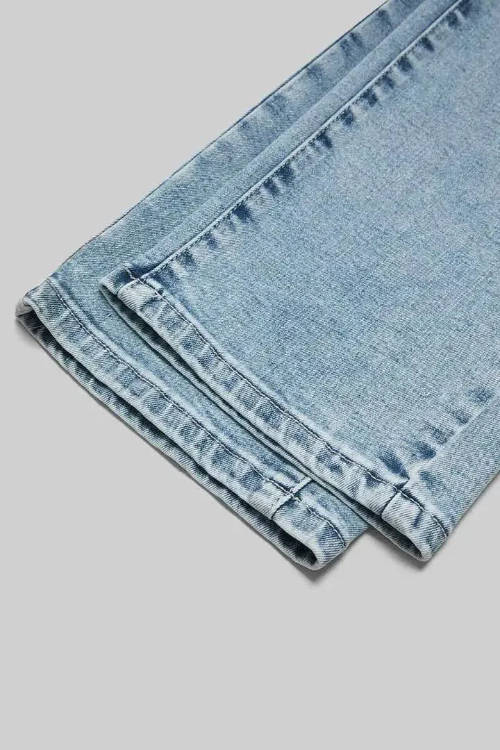 Cyflymder  New Slimming Girlfriend Ankle Denim Jeans Flora-Embroidered High Stretchy Ladies Pants Mid Rise Straight Leg Mom's Trousers T49