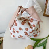Cyflymder Bento Bag for Work Portable Rabbit Ear Lunch Box Bag Female INS Zebra Student Bag Fashionable Food Bag for Girls Canvas Totes