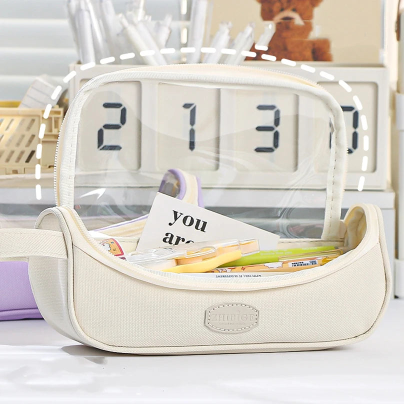 Cyflymder Transparent Pencil Case Estuches Escolares Pencilcase Large Capacity School Supplies Trousse Cute Stationery Pencil Pouch