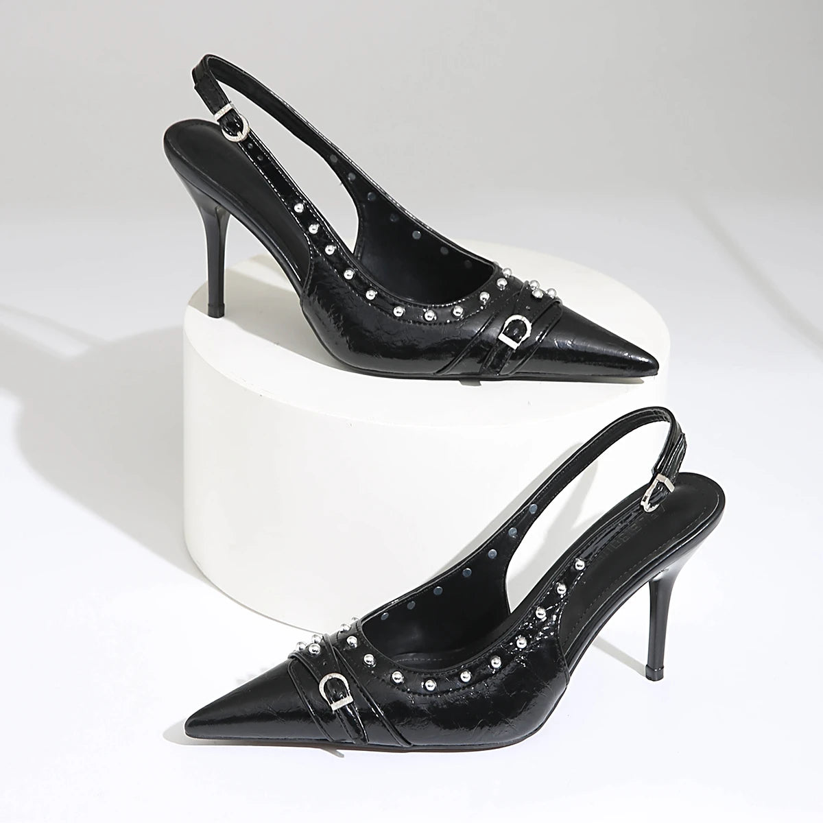 Cyflymder  Summer New Women's Sandals Fashion Pointed Rivet Thin High Heels Single Shoes Sexy Banquet Party High Heels Shoes