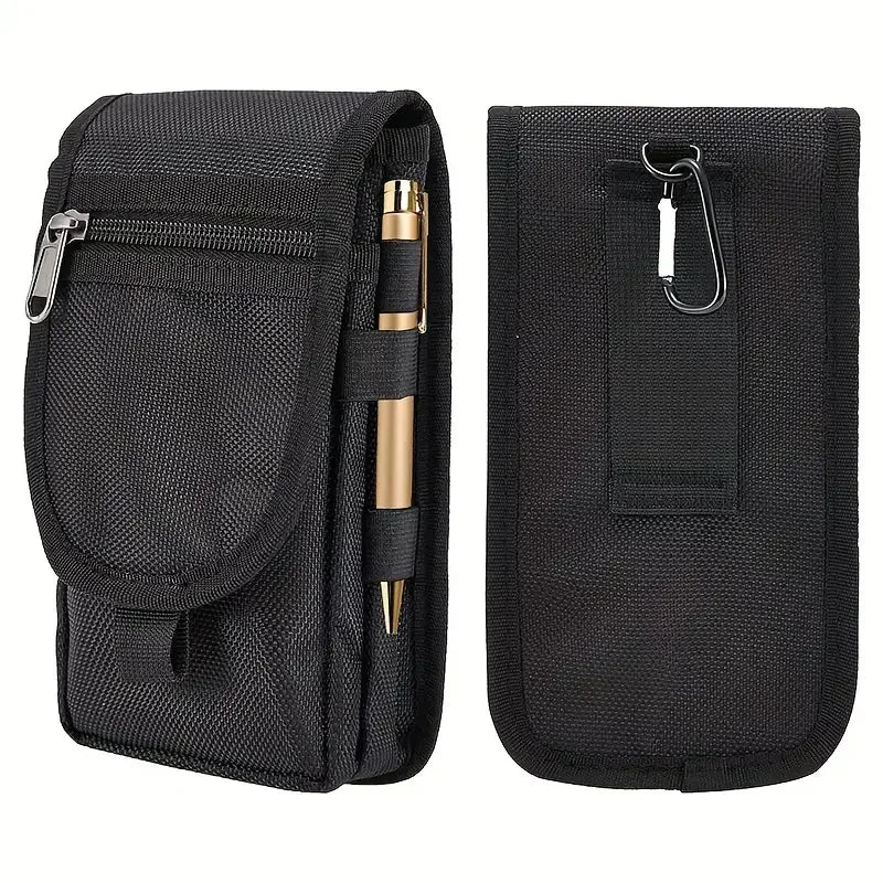 Cyflymder Flip Phone Bag with Three Compartments for Casual Pen Insertion and Waist Hanging Men's Belt Loop Pouch Large Capacity Wallet