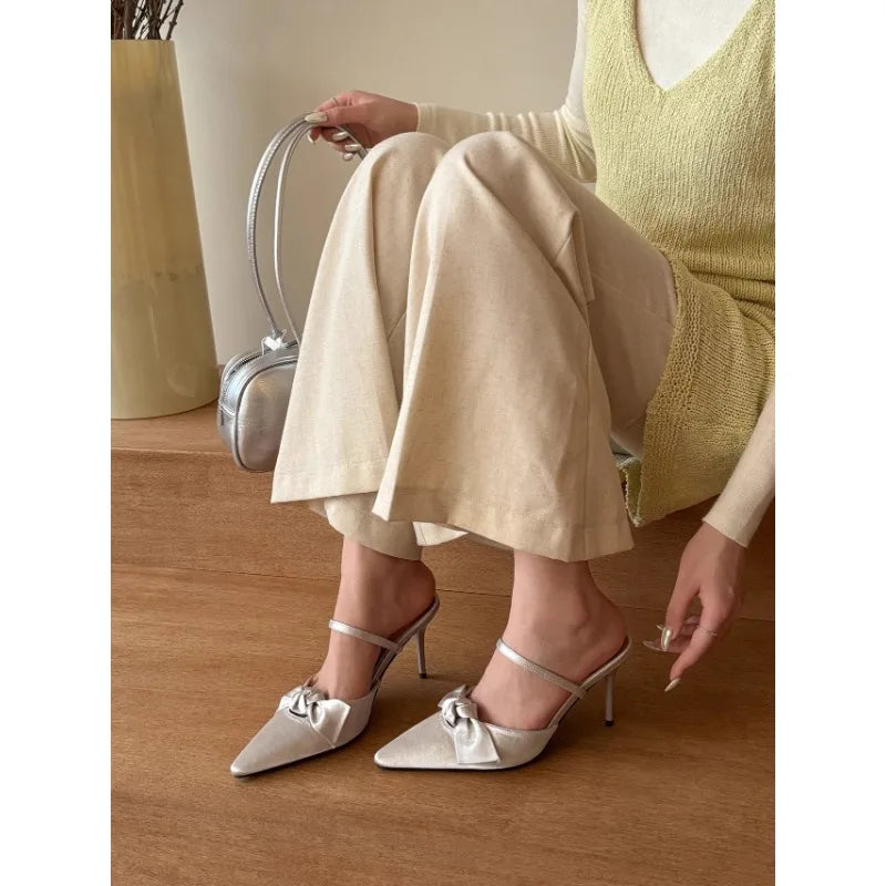 Cyflymder  Street Style Pointed Toe Women Mules Slippers Shoes Fashion Shallow Summer Low Heel Party Dress Slides