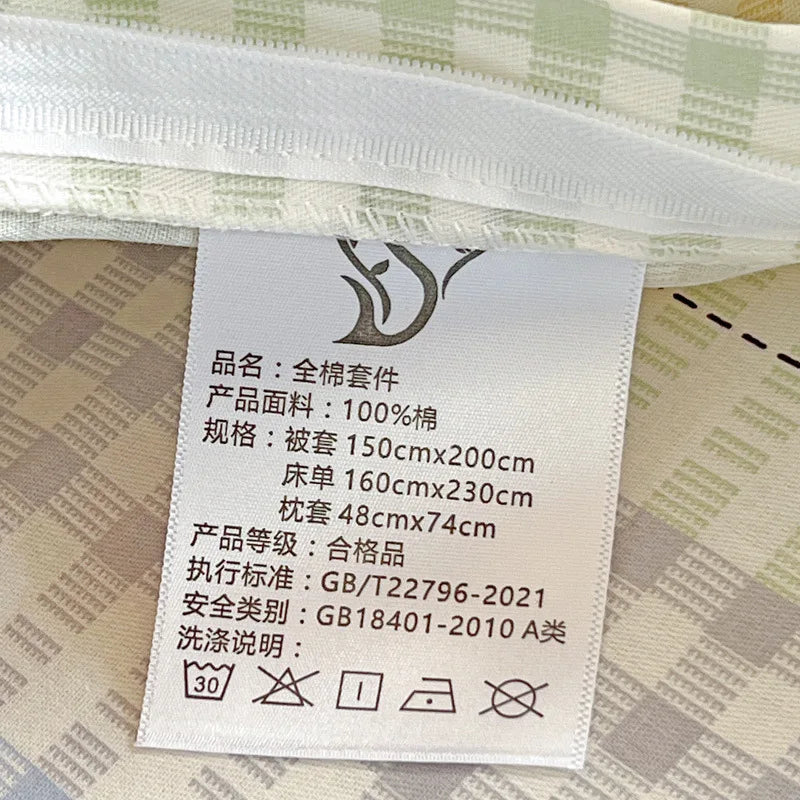 Cyflymder Pure Cotton Printed Student Bedding Set Single Queen Skin Friendly Bed Linens Skin Friendly Soft Comforter Set for All Seasons