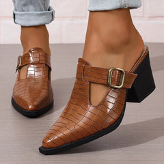 Cyflymder  Pointed Toe Designer Shoes Woman Women's Mules with 6.5cm High Heels Pumps Women Offers Summer Footwear Ladies Buckle Shoe