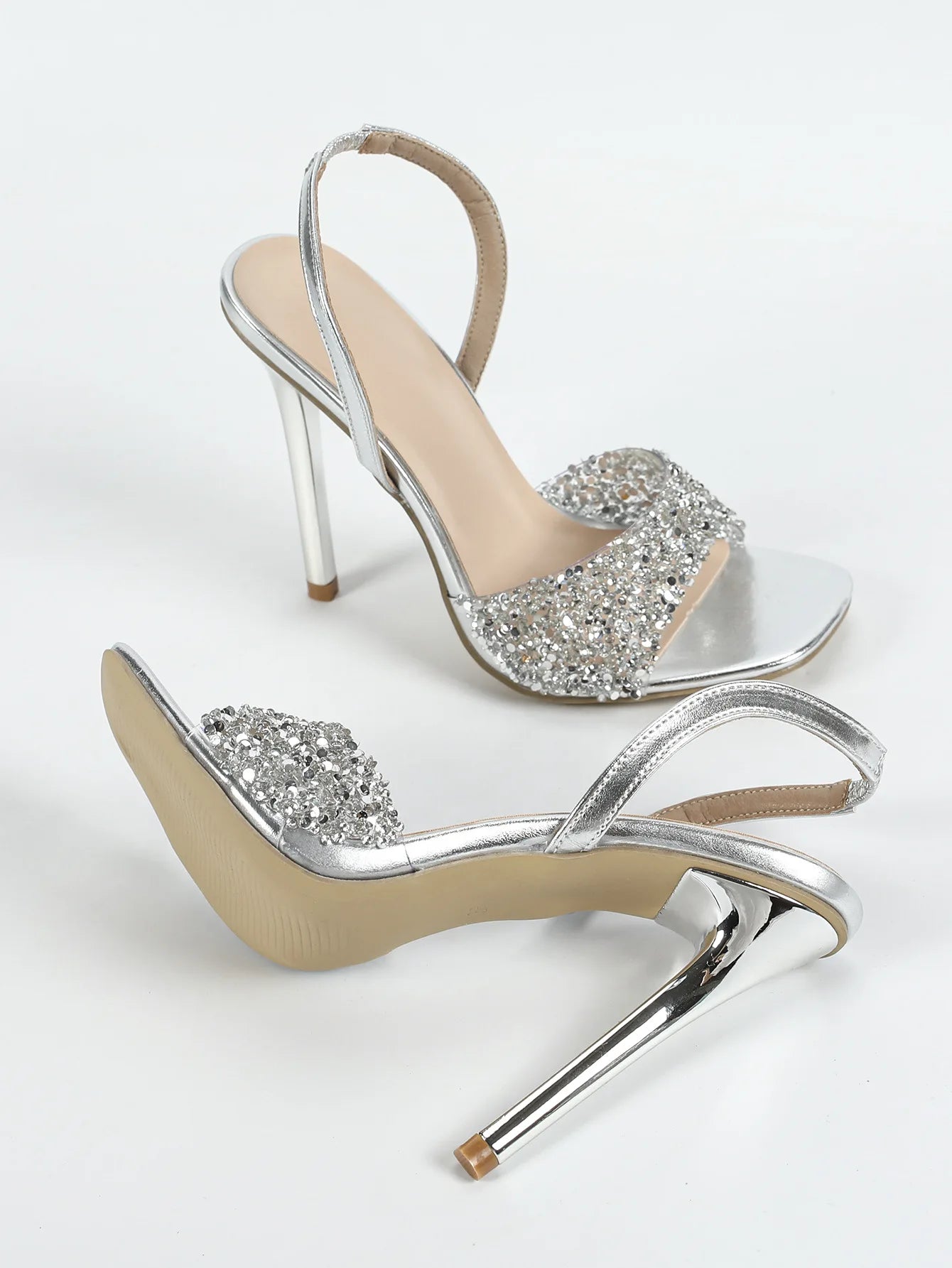 Cyflymder  Bling Bling Sandals Sexy Large Size Fashion Womens Shoes 2025 High Heels Open Toe Bright Big Luxury High-heeled Pointed Stiletto
