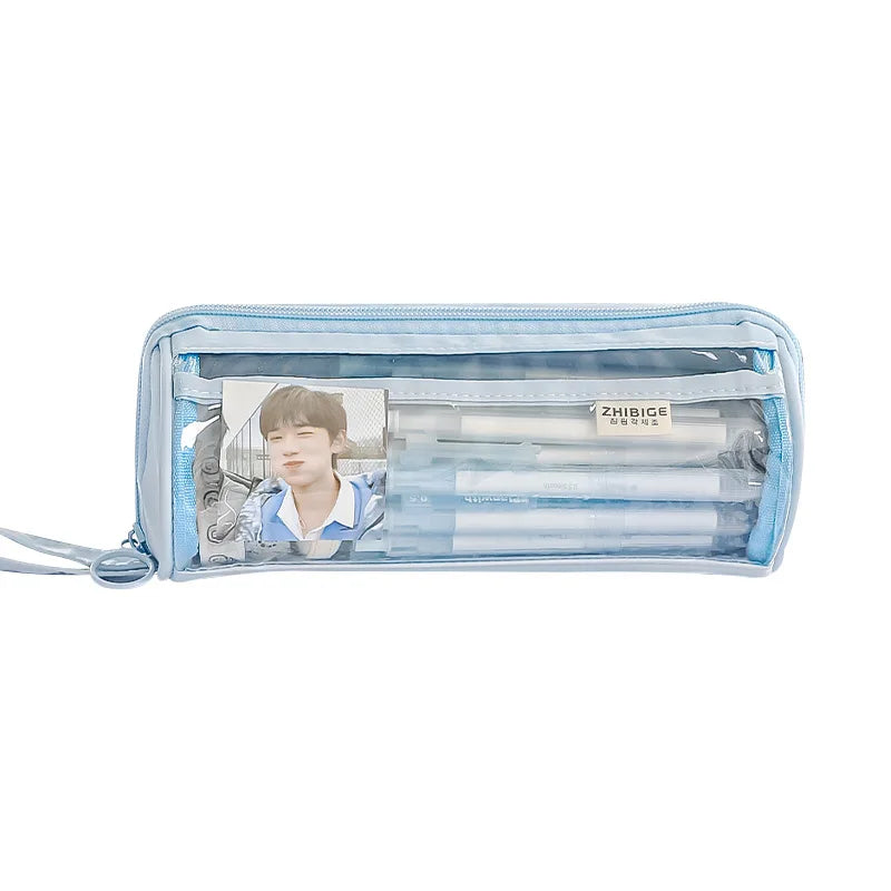 Cyflymder  1 Piece Creative Style Simplicity Pencil Case Cute Candy Color Series Pencil Pouch High Capacity Transparent Stationery Bag