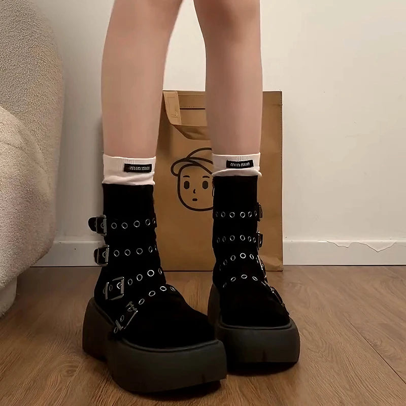 Cyflymder  Autumn Winter Platform Thick Bottom Women Ankle Boots Fashion Female Height Increase Short Booties