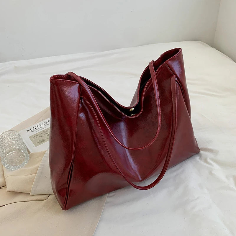 Cyflymder Women Tote Bag Fashion Underarm Pouch Large Capacity Soft Pu Leather Shoulder Bag Retro Crossbody Bag Casual Portable Bucket Bag