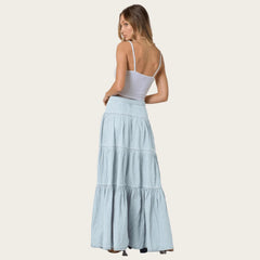 Cyflymder  Summer Y2K Low Waist Denim Skirt for Women Street Style Washed Ruffle Layered Design Casual Vacation Skirt