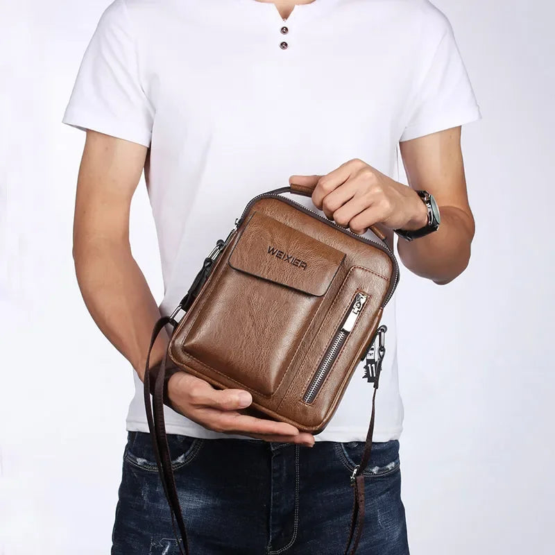 Cyflymder  Men Shoulder Bags Crossbody Bag Multi-function Men's Handbags Capacity PU Leather Bag For Male Messenger Bags Tote Bag