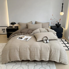 Cyflymder  100% Cotton Washed Wrinkled Yarn Bedding Set Soft Skin-friendly Duvet Cover Set with Sheets Breathable Quilt Cover Pillowcases