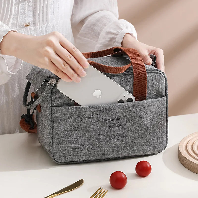 Cyflymder Portable Lunch Bag For OL Women Thermal Insulated Lunch Box Tote Cooler Handbag Waterproof Bento Pouch Office Food Shoulder Bags