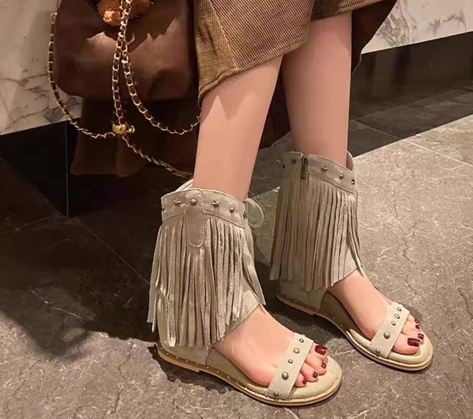 Cyflymder Summer Pointed-toe, lace-up, sexy sandals, long boots, stiletto boots