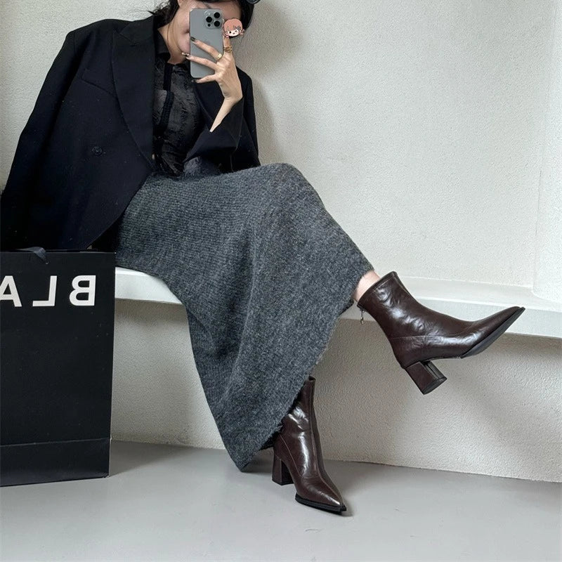 Cyflymder  High Heel Pointed Toe Women Ankle Boots Ladies Elegant Slim Short Booties Autumn Winter Womem's Shoes