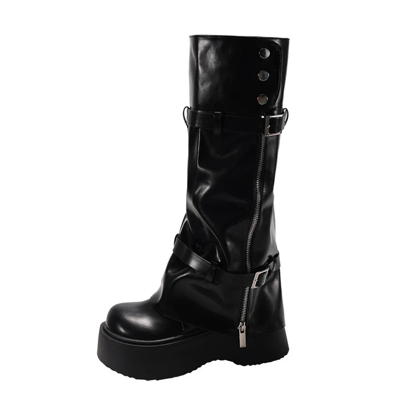 Cyflymder  Autumn Winter Chunky Style Women Knee High Boots Fashion Removable Ladies Platform Thick Heel Long Booties