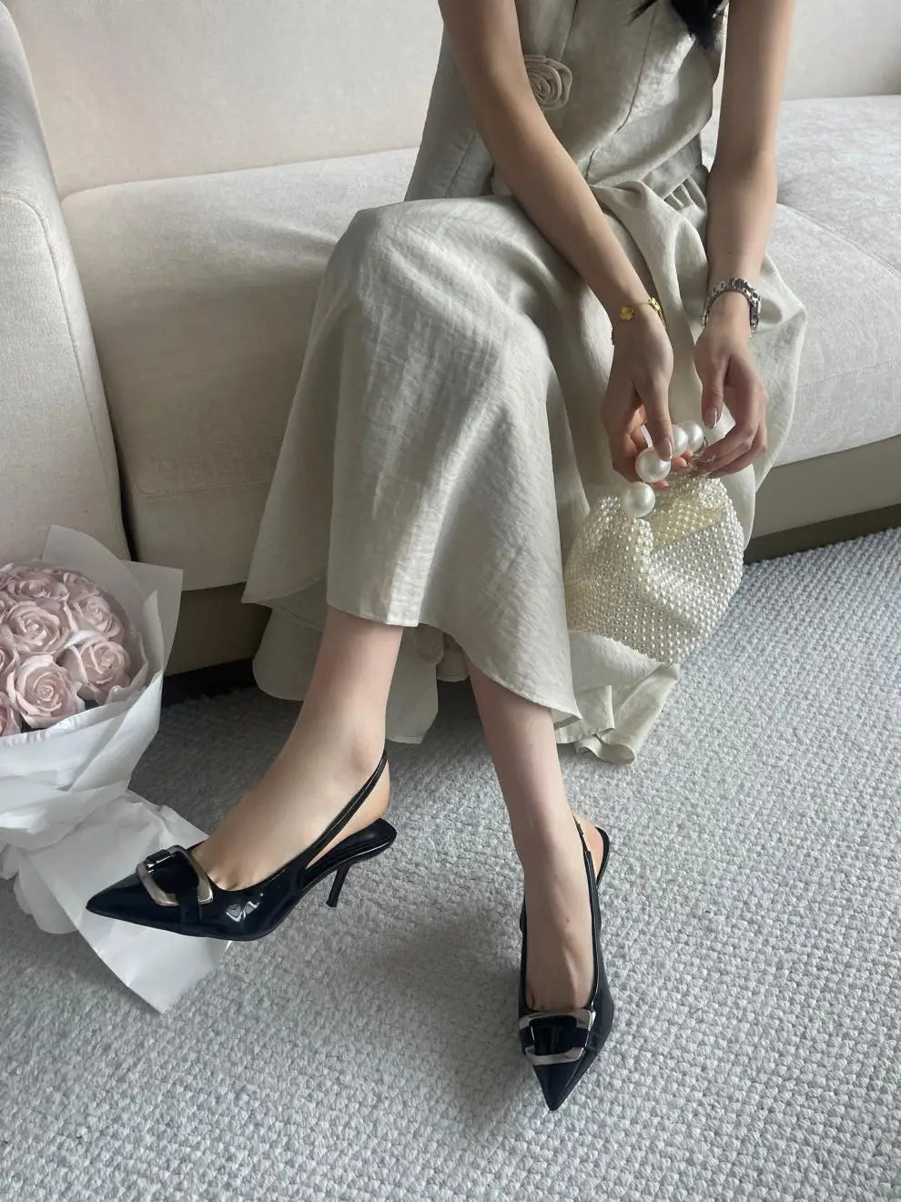 Cyflymder  Fashion Womens Shoes 2025 Female Sandal Buckle Strap Large Size High Heels Luxury Comfort Girls Sexy Low Stiletto New Big High-h