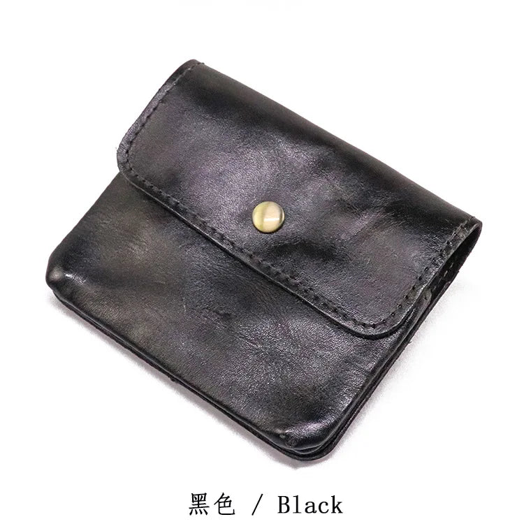 Cyflymder  Genuine Leather Wallet For Men Women Vintage Handmade Short Small Men's Purse Card Holder With Zipper Coin Pocket Money Bag