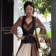 Cyflymder  American Vintage Simple Deep V Neck Slim Waist Vest Personality Harajuku High Street All Match Women Camis Y2k Buttons Clothes