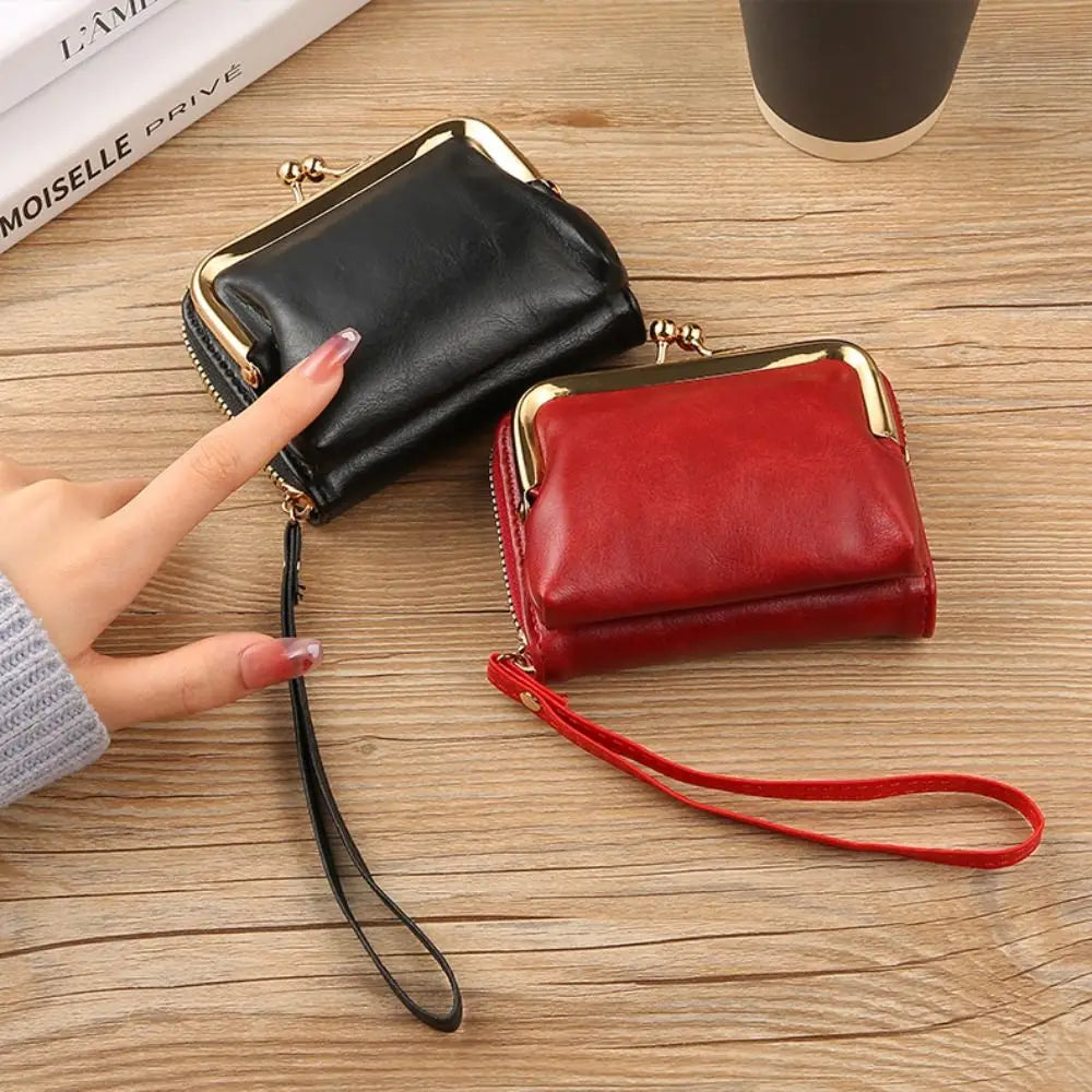 Cyflymder Women Short Wallets Female Short Hasp Coin Purses Ladies Portable PU Leather Money Bag Large Capacity Card Holders Clutch