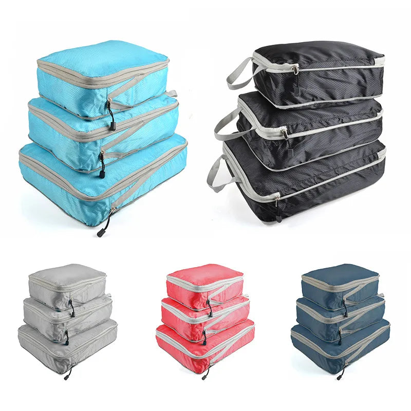 Cyflymder Travel Storage Bag Compressible Packing Cubes Foldable Waterproof Travel Suitcase Nylon Portable With Handbag Luggage Organizer