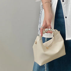 Cyflymder  Pearl Handle Women Small Clutch Handbags Fashion Chain Female Shoulder Crossbody Bag Solid Color Ladies Hobos Tote Purse Bags