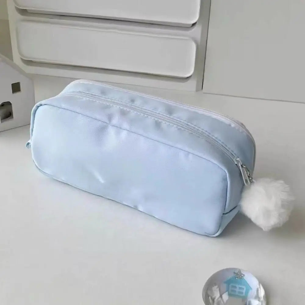 Cyflymder  Simplicity Korean Fashion Sweet Pencil Case for Kids Solid Color Cute Stationery Storage Large Capacity Pen Bag School Supplies