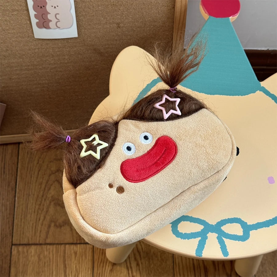 Cyflymder  Cute DIY Pen Bag Case Box Stocking Stuffers Cute Creative Long Hair Doll Cartoon Large Capacity Zipper Organizer Storage Bag