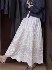 Cyflymder  white skirt women cotton midi skirt spring summer skirt streetwear cotton elegant long skirts for women