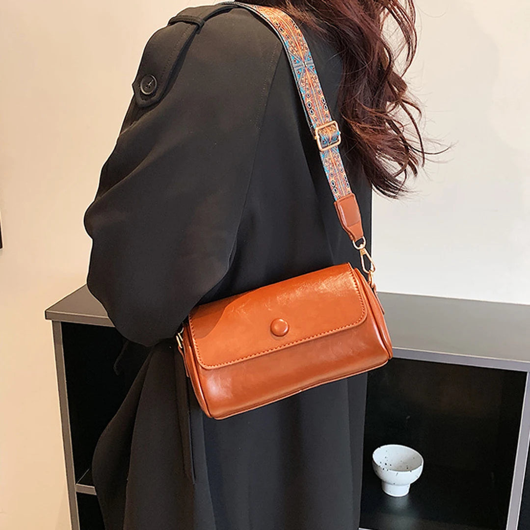 Cyflymder  floral shoulder strap cylindrical bag women's small pillow bag Bohemian style wide shoulder strap single shoulder crossbody