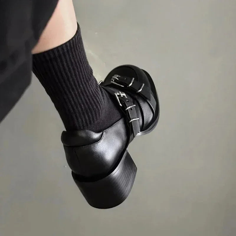 Cyflymder  Chunky  Jane Shoes Mid Heels Desigenr Shallow Sandals 2025 Trend New Spring Dress Shoes Pumps Mujer Zapatos