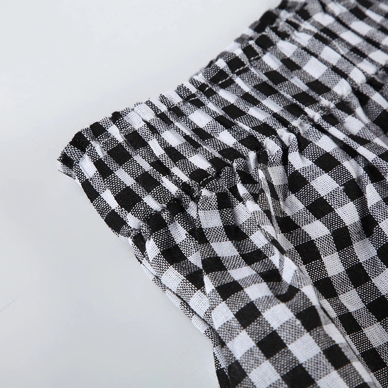 Cyflymder  Holiday Sweet Bow Plaid Shorts Preppy Style Casual Loose Low-Waisted Shorts Women 2025 Summer Fashion Streetwear Ladies