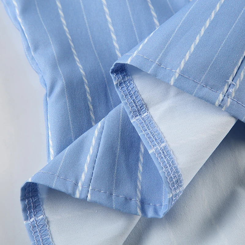 Cyflymder  Office Ladies Casual Striped Blouse Elegant Basic Turn-Down Collar Long Sleeve Shirts Women Spring Autumn Streetwear