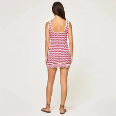 Cyflymder   New Striped Sexy Knitted Hollow Beach Bikini Dress Women