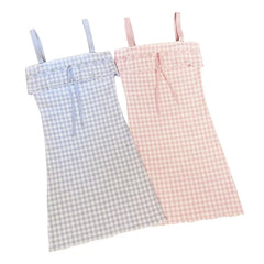 Cyflymder  Plaid Dresses Women Summer Lace-up Knitted Spaghetti Strap Dress for Sweet Girl Kawaii Clothes