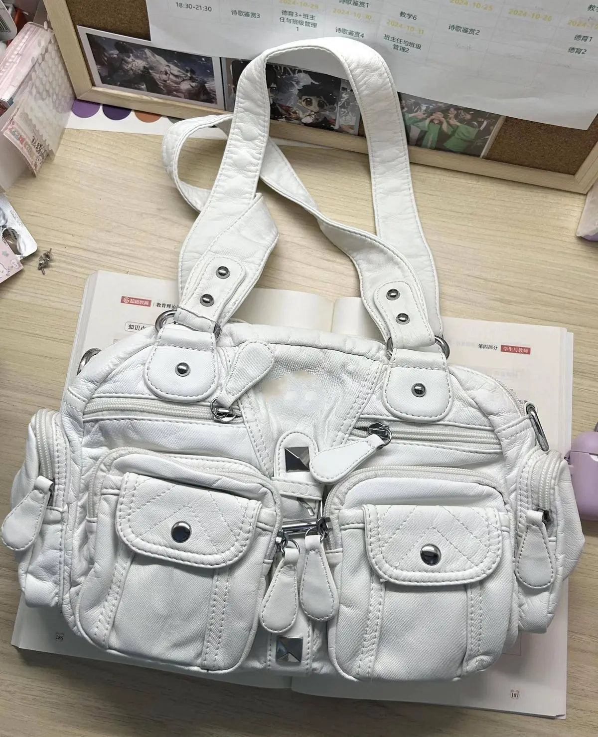 Cyflymder  Hot Girls White Y2k Shoulder Bags Women Vintage Subculture Leather Casual Handbag Female Harajuku Underarm Bag Purse New