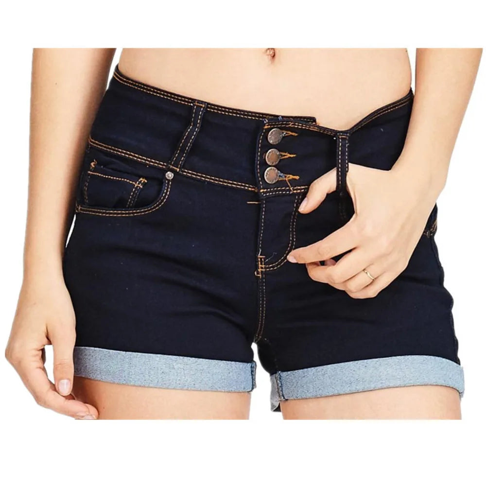 Cyflymder  Sexy Womens Denim Shorts High Waist Stretchy Hot Pants Summer Casual Elastic Waistband Fashion Short Blue Jeans