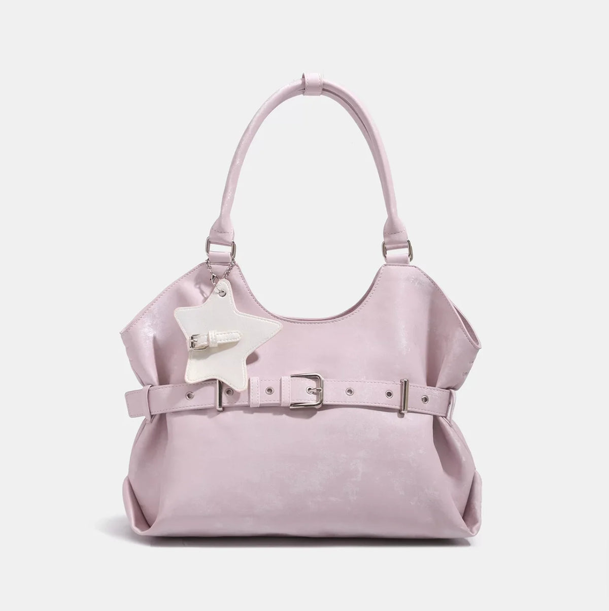 Cyflymder   Korean Sweet Cute Pink Tote Bag Women Belt Buckle Large Capacity Shoulder Bag Ladies Casual Commuter Daily Underarm Bag Chic New