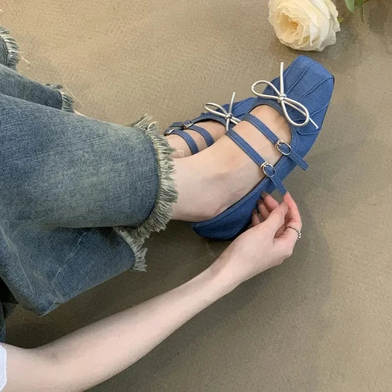 Cyflymder  Exquisite Bowtie Women Sandals Fashion One Strap Summer Shoes Luxury Designer Flats 2024 New Chaussures Simple Round Toe Sapato