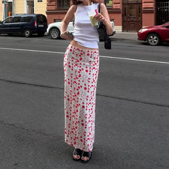 Cyflymder  Summer New Women's Clothing Flower Printing Skirt Straight Long Skirt Casual Temperament