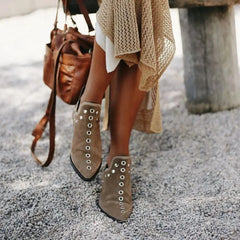 Cyflymder  New Women's Boots Autumn Pointed Head Rivets Personality Ankle Boots Women Sneakers Women