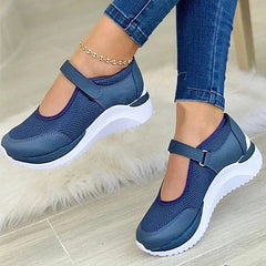 Cyflymder  Round Head Knitted Women's Thick Sole Single Shoes Women's Large Size 35-43 Grid Casual Women's Shoes Sneakers Women