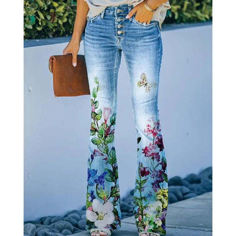 Cyflymder  New Arrival European American Plus Size Women Casual Pants Floral Print Thin Long Trousers Fashion Comfortable Loose Fit Summer