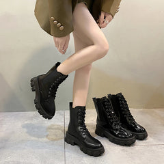 Cyflymder New Fashion Thick Sole Thick Heel Women's Boots Large Size Women's Shoes Black Platform Sole Small Short Boots